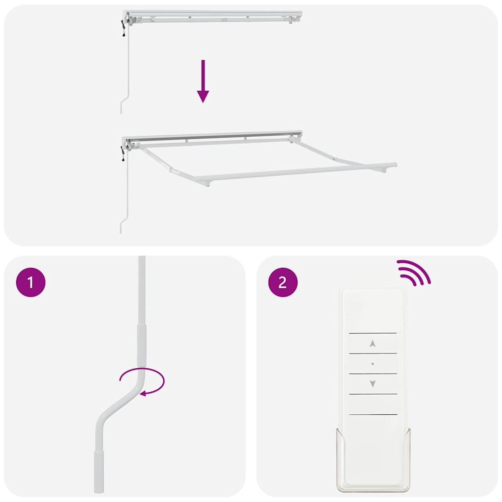 Cadru de copertină Alb 2.5 x 2 m Oțel și aluminiu vopsit GartenMobel Dekor