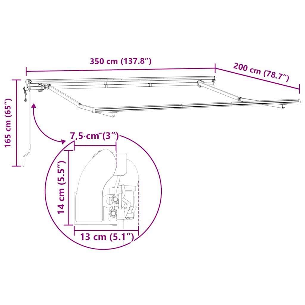 Cadru de copertină Alb 3.5 x 2 m Metal GartenMobel Dekor