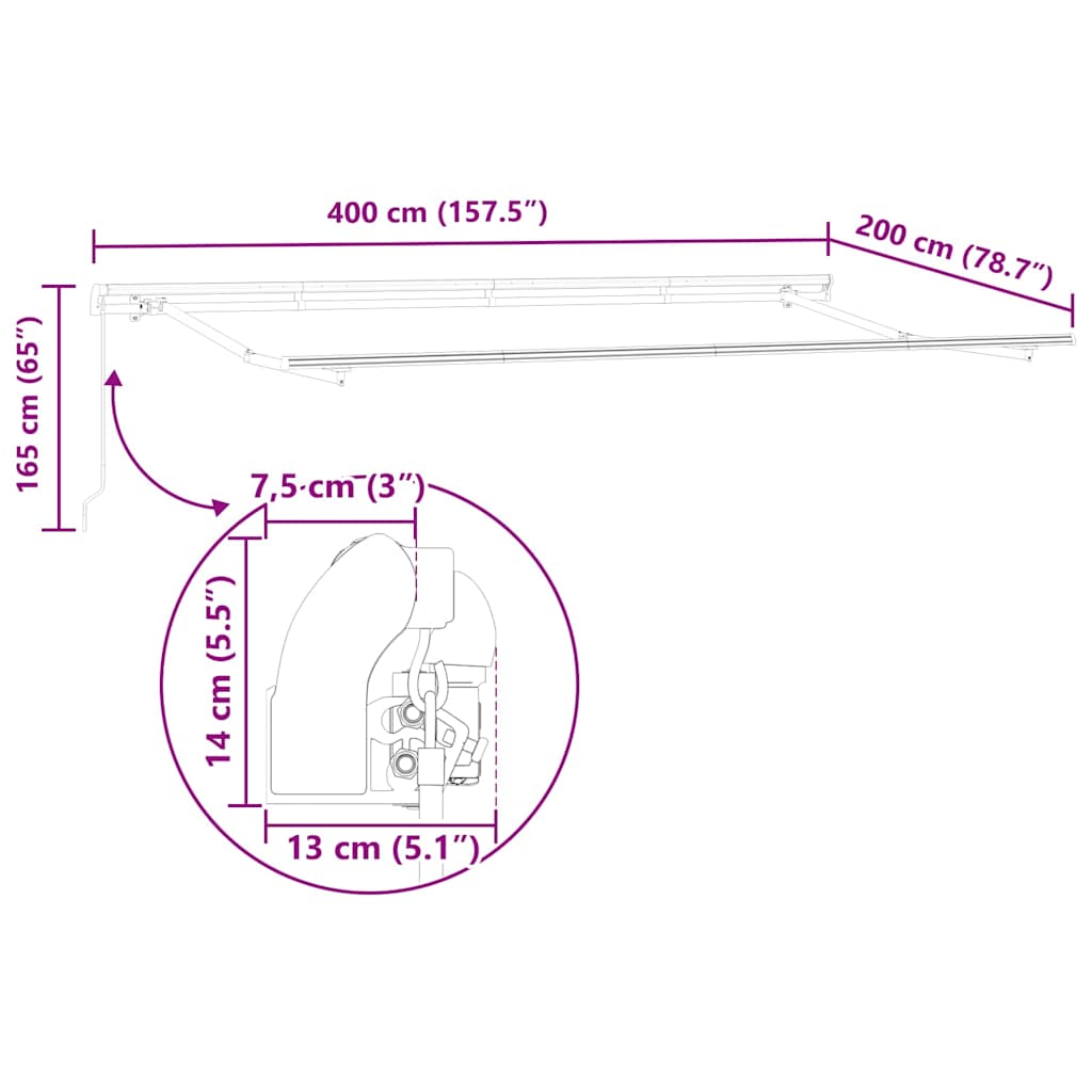 Cadru de copertină Alb 4 x 2 m Metal GartenMobel Dekor