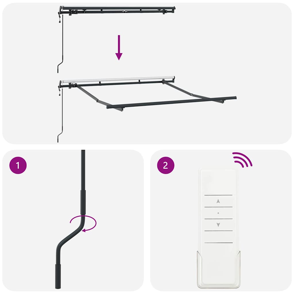 Cadru de copertină Antracit 2.5 x 2 m Metal GartenMobel Dekor