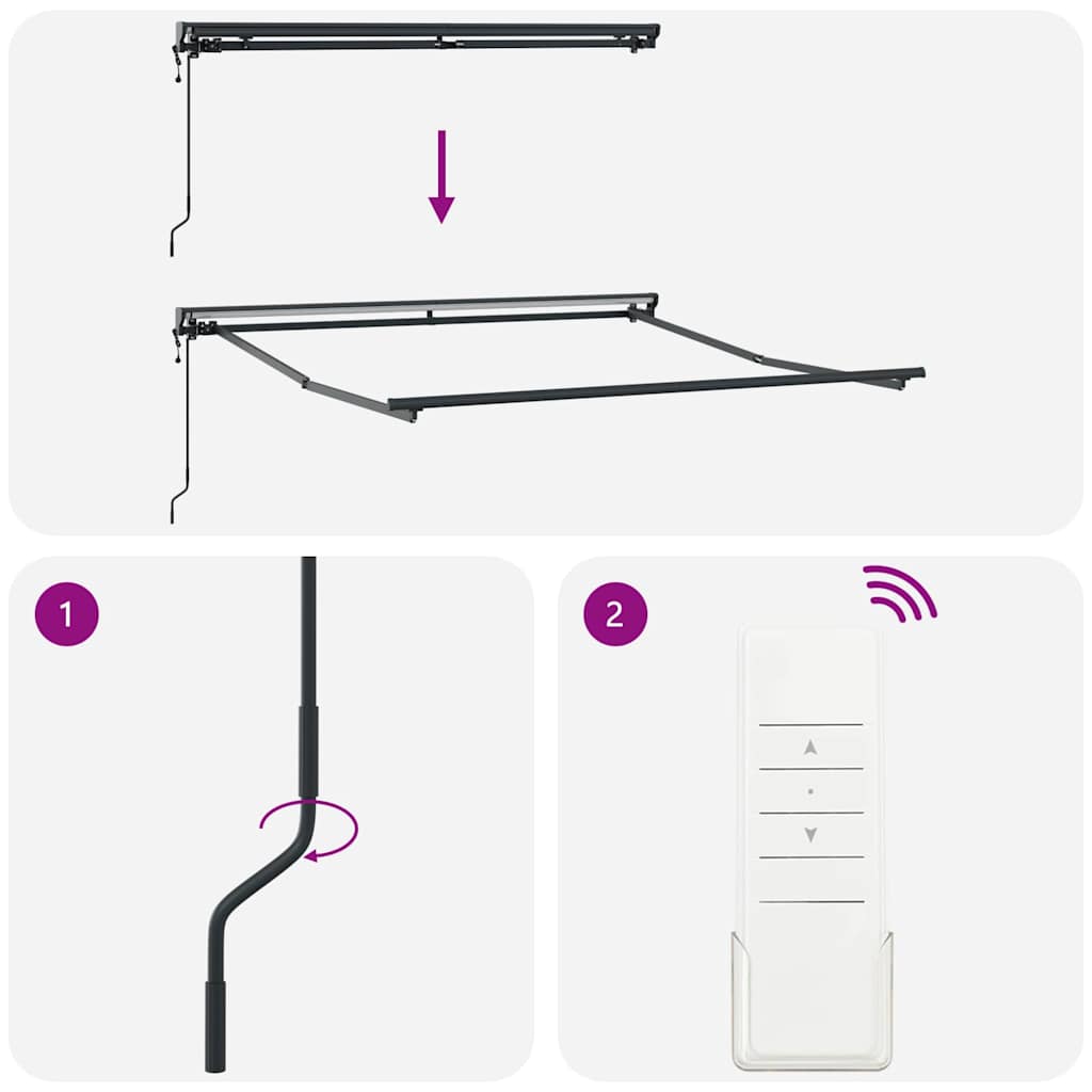 Cadru de copertină Antracit 3,5 x 2,5 m Oțel și aluminiu vopsit GartenMobel Dekor