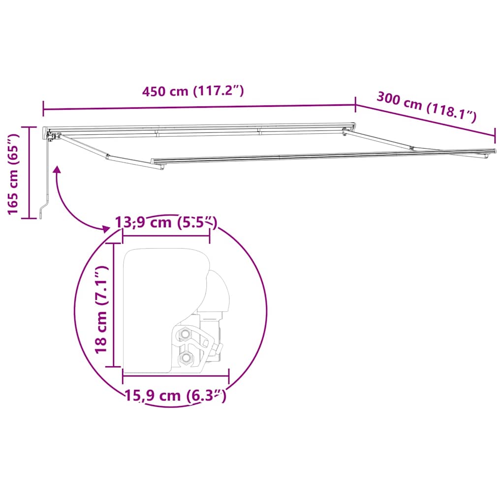 Cadru de copertină Antracit 4,5 × 3 m Oțel și aluminiu vopsit GartenMobel Dekor
