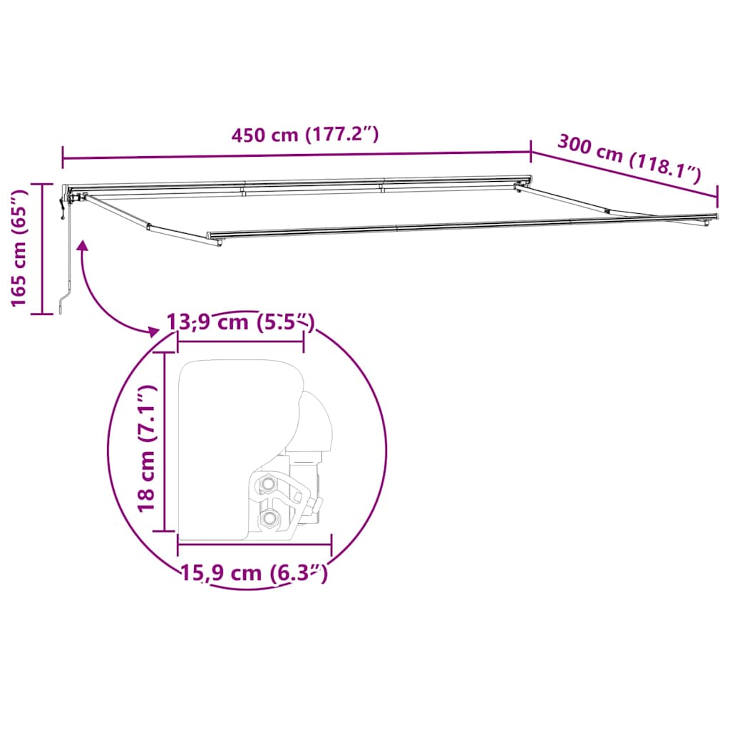 Cadru de copertină Antracit 4,5 × 3 m Oțel și aluminiu vopsit GartenMobel Dekor