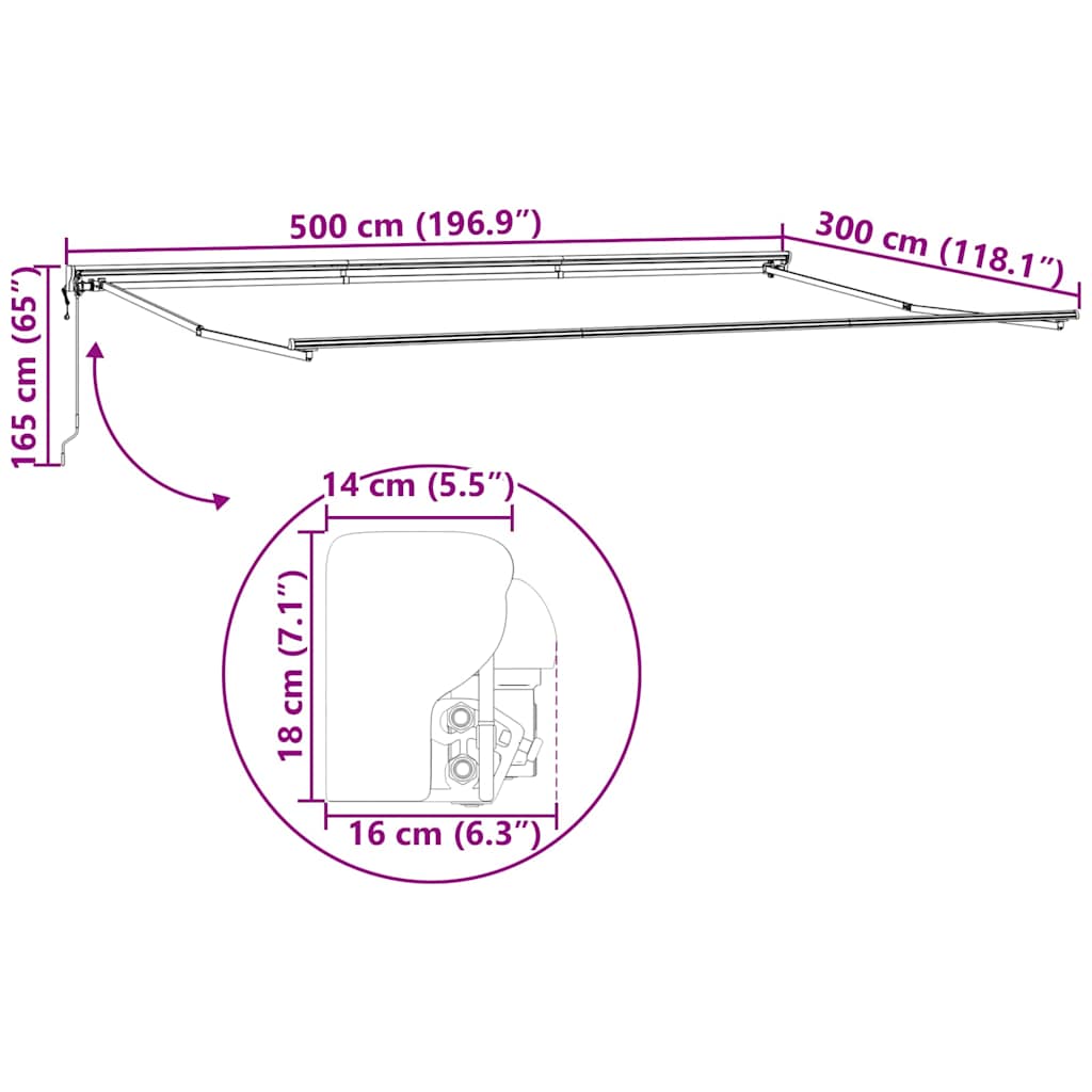 Cadru de copertină Antracit 5 x 3 m Oțel și aluminiu vopsit GartenMobel Dekor