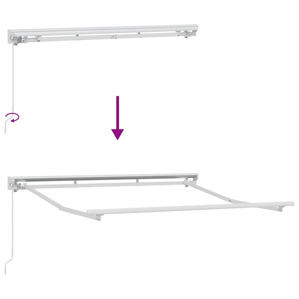 Cadru de copertină Manual Alb 2.5 x 2 m Oțel și aluminiu vopsit GartenMobel Dekor