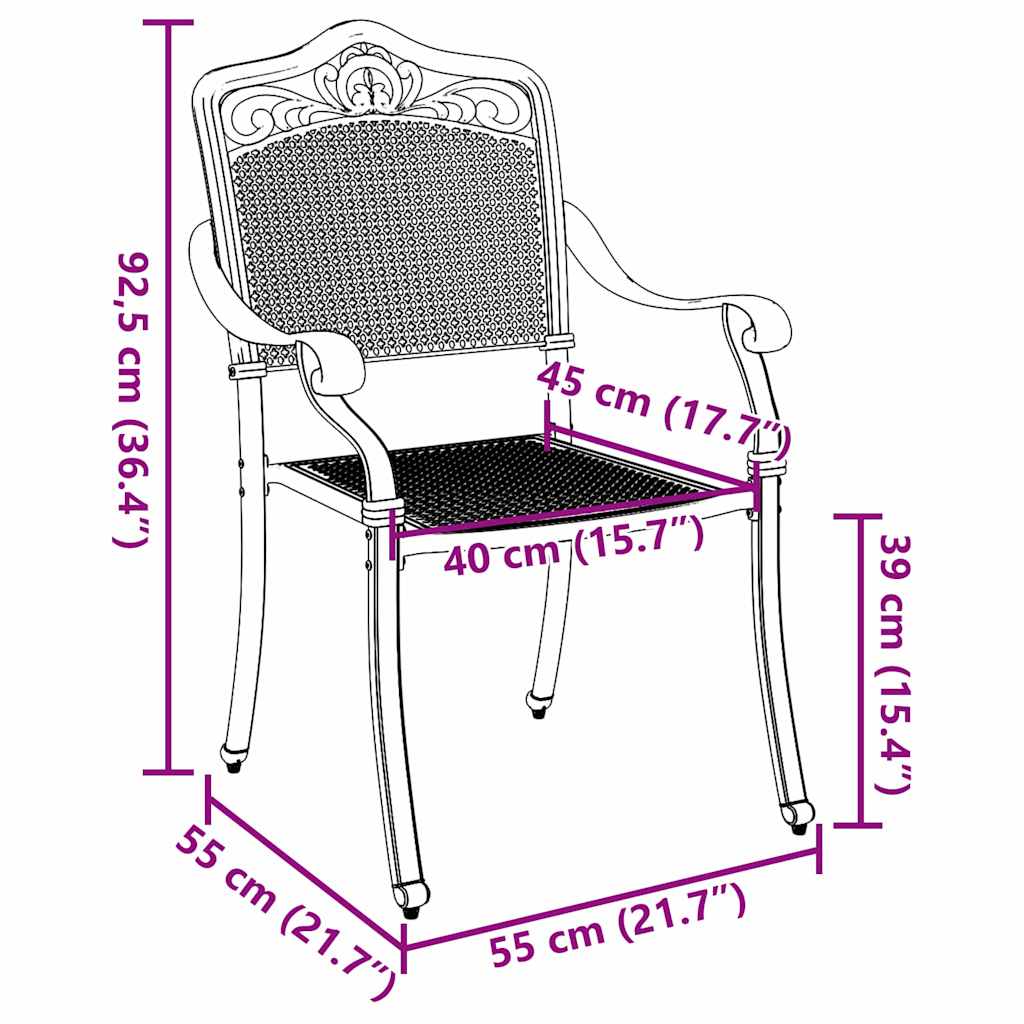 Scaun pentru Grădină 2 pcs Alb 55 x 56.5 x 91cm Aluminiu GartenMobel Dekor