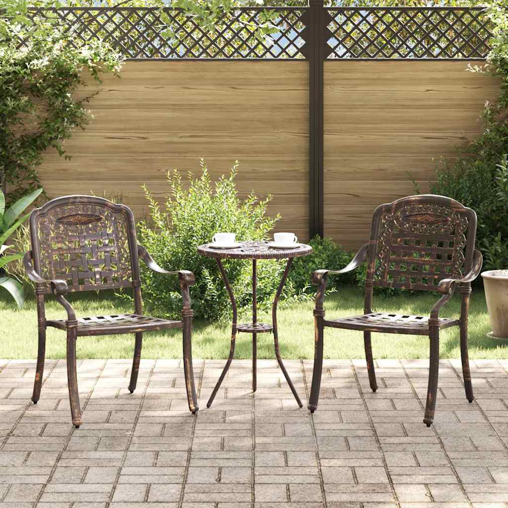 Scaun pentru Grădină 2 pcs Bronz 55 x 56.5 x 91cm Aluminiu GartenMobel Dekor