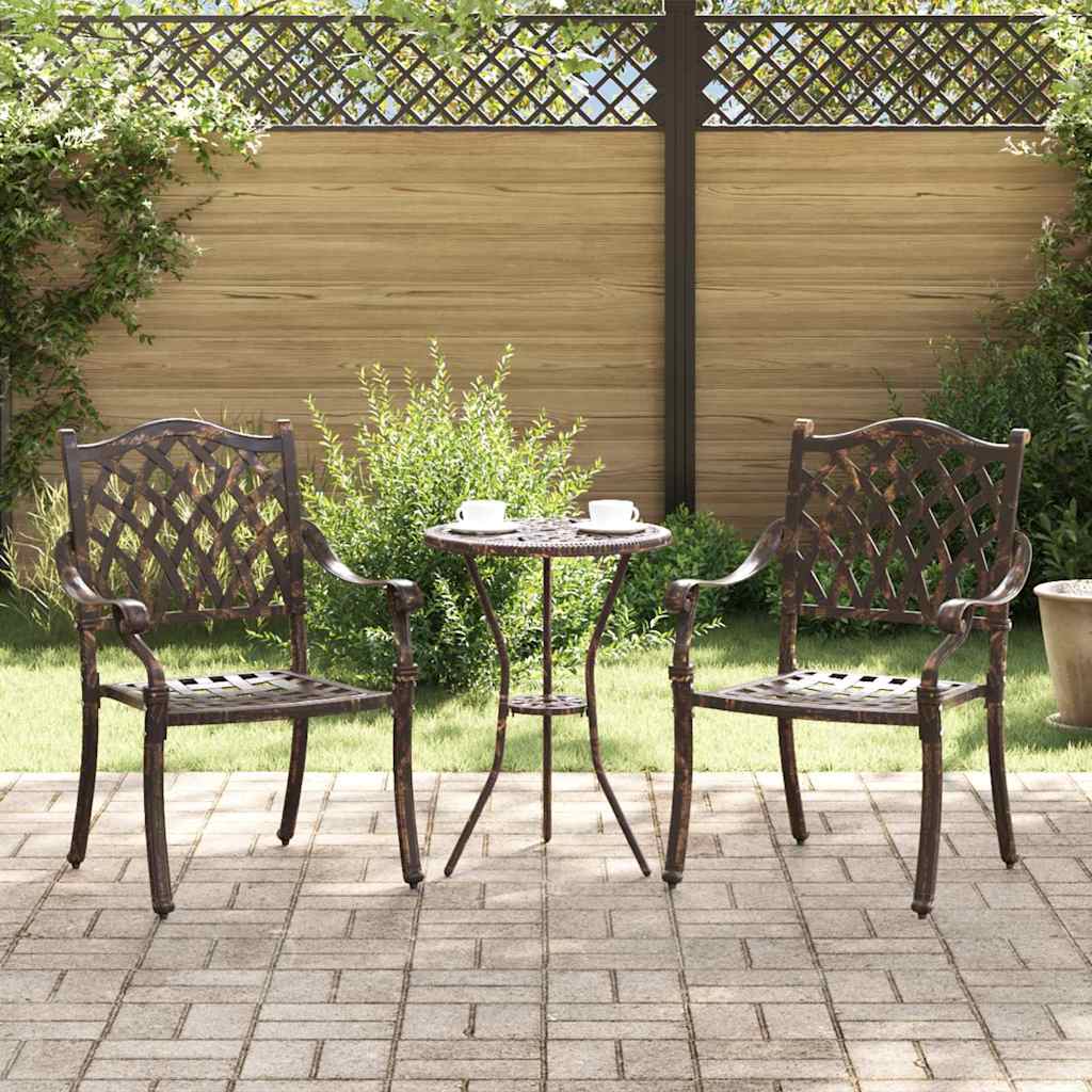 Scaun pentru Grădină 2 pcs Bronz 55 x 56.5 x 91cm Aluminiu GartenMobel Dekor