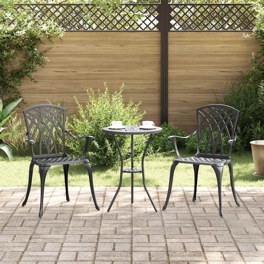 Scaun pentru Grădină 2 pcs Negru 55 x 56.5 x 91cm Aluminiu GartenMobel Dekor