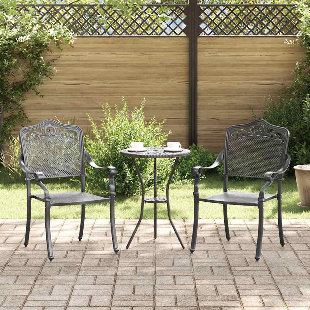 Scaun pentru Grădină 2 pcs Negru 55 x 56.5 x 91cm Aluminiu GartenMobel Dekor
