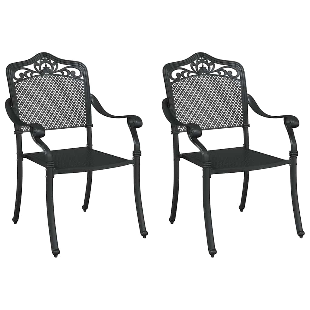 Scaun pentru Grădină 2 pcs Negru 55 x 56.5 x 91cm Aluminiu GartenMobel Dekor