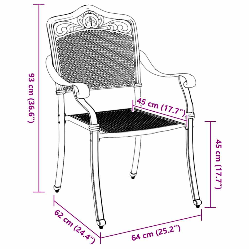 Scaun pentru Grădină 2 pcs Verde 55 x 56.5 x 91cm Aluminiu GartenMobel Dekor