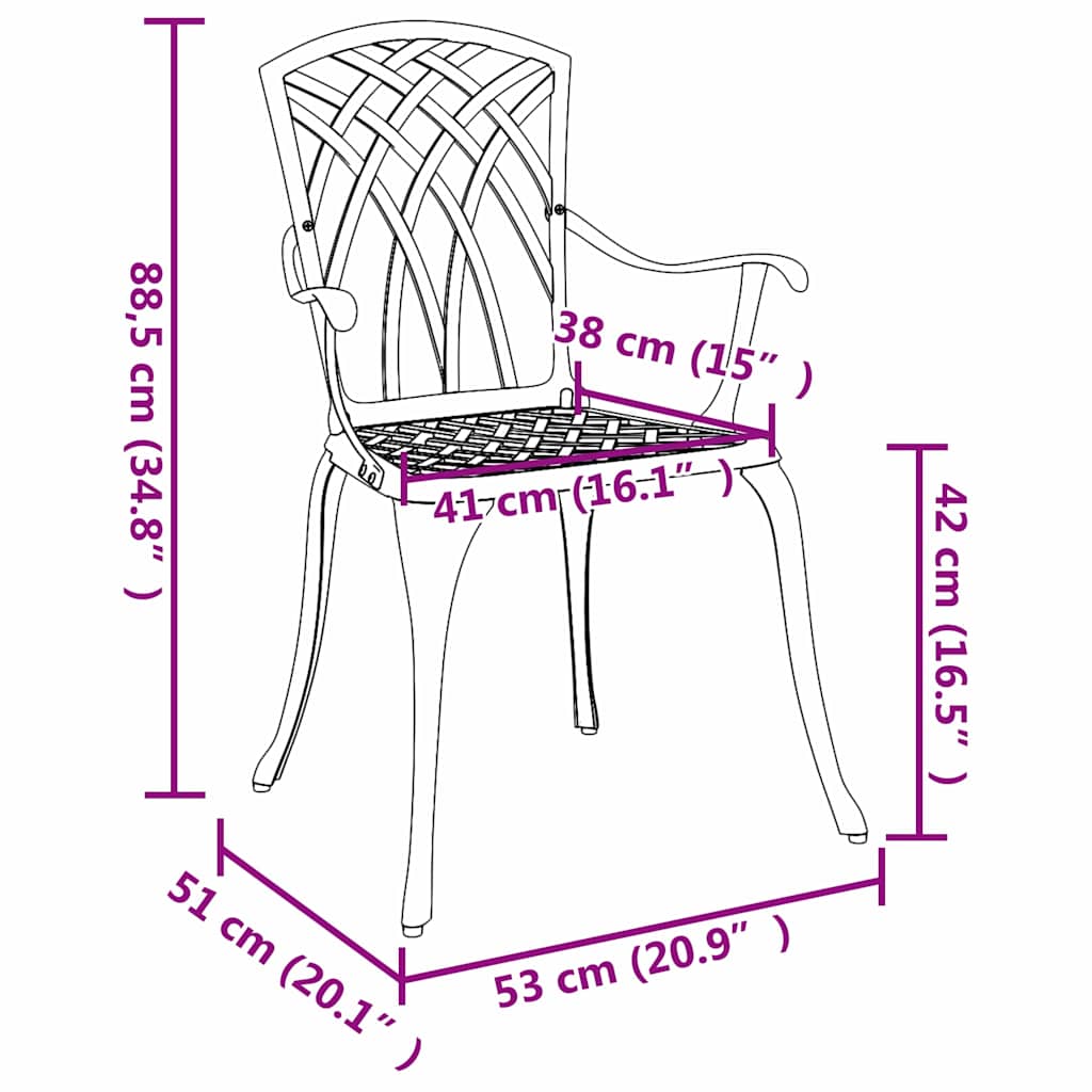 Scaun pentru Grădină 2 pcs Verde 55 x 56.5 x 91cm Aluminiu GartenMobel Dekor
