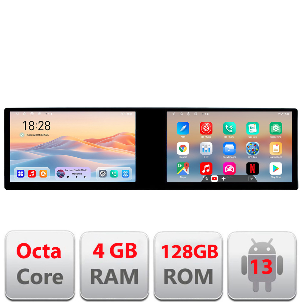 Navigatie Audi A4 B6 Kit-050 Edotec 2 ecrane 8 core 4+128 21.6 inch Incell android Wifi 5Ghz gps internet CarStore Technology