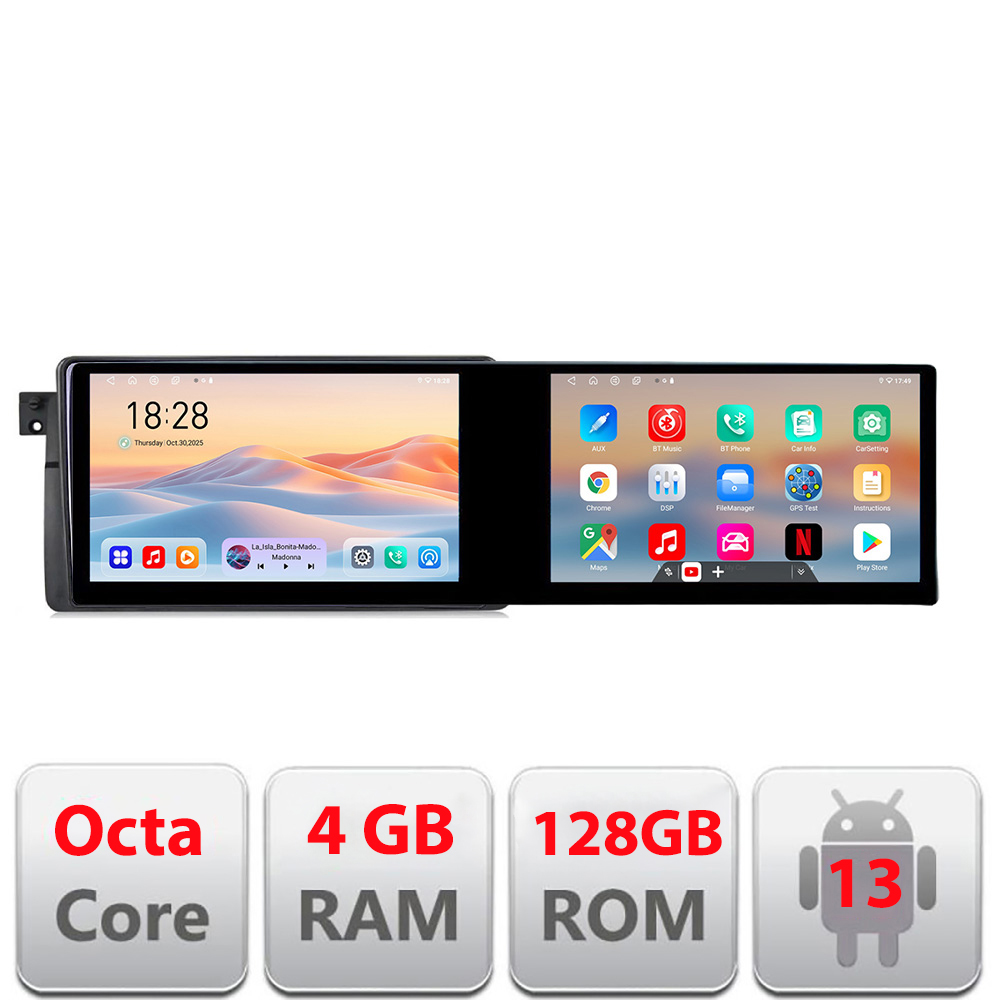 Navigatie BMW Seria 3 E46 Kit-052 Edotec 2 ecrane 8 core 4+128 21.6 inch Incell android Wifi 5Ghz gps internet CarStore Technology