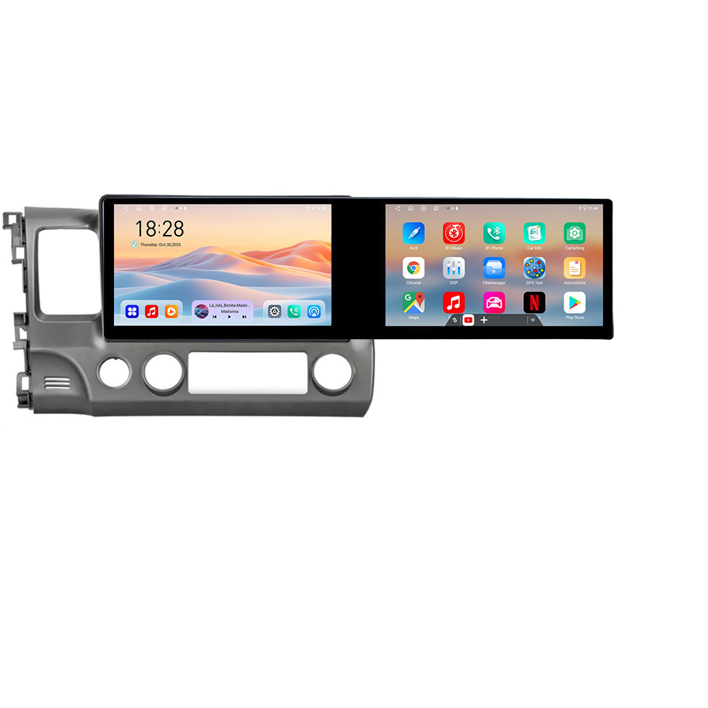 Navigatie Honda Civic 2005-2011 Kit-044 Edotec 2 ecrane 8 core 4+128 21.6 inch Incell android Wifi 5Ghz gps internet CarStore Technology