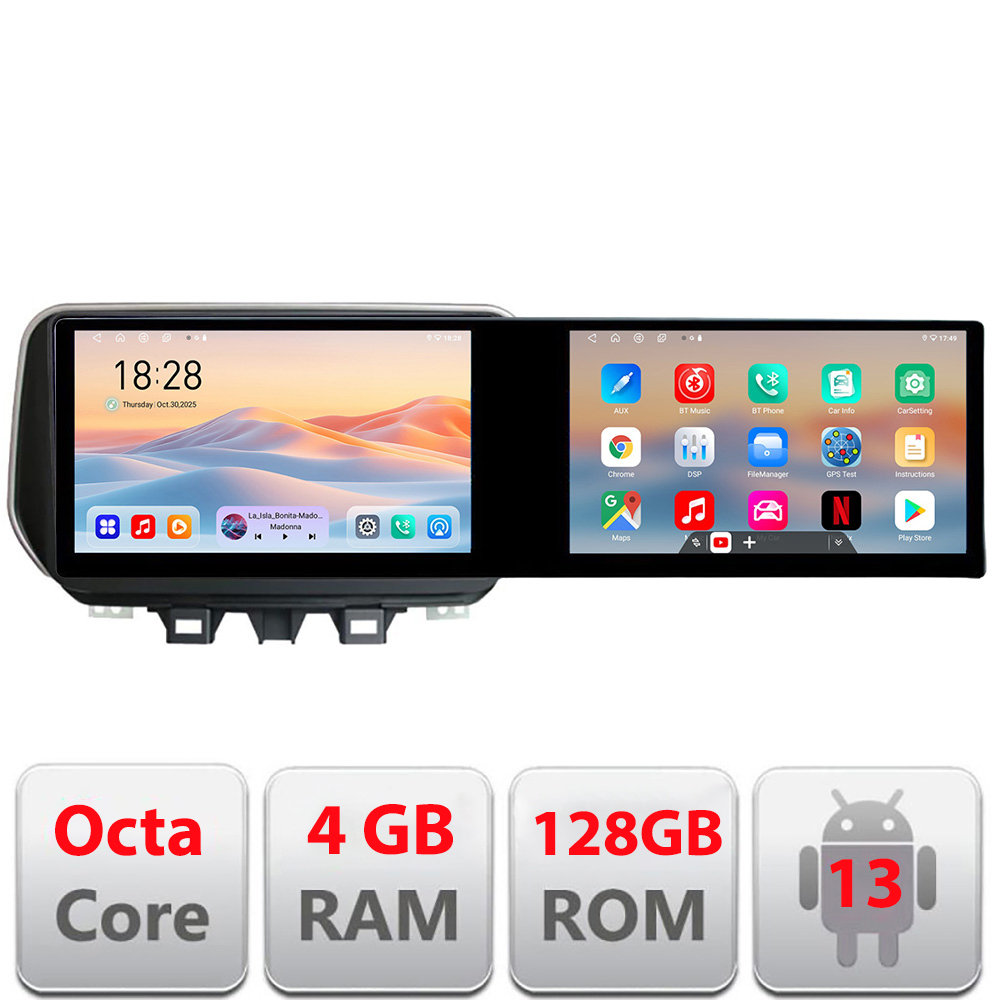 Navigatie Hyundai Tucson 2019 Edotec 2 ecrane 8 core 4+128 21.6 inch Incell android Wifi 5Ghz gps internet Kit-1135 CarStore Technology