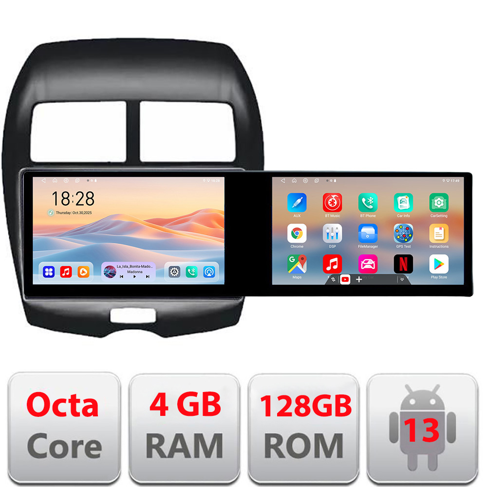 Navigatie MITSUBISHI ASX 2013-2017 Kit-026 Edotec 2 ecrane 8 core 4+128 21.6 inch Incell android Wifi 5Ghz gps internet CarStore Technology