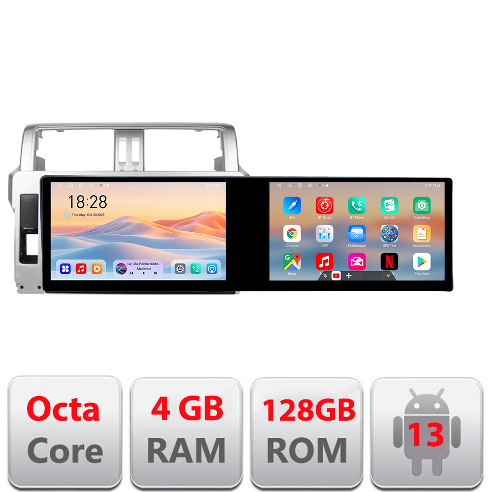 Navigatie Toyota Landcruiser J150 Prado 2014-2017 Kit-065 Edotec 2 ecrane 8 core 4+128 21.6 inch Incell android Wifi 5Ghz gps internet et GPS W CarStore Technology