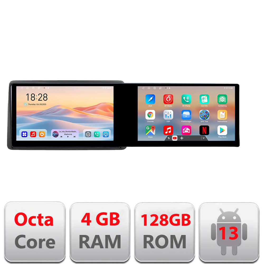 Navigatie DACIA DUSTER dupa 2019 Kit-199 Edotec 2 ecrane 8 core 4+128 21.6 inch Incell android Wifi 5Ghz gps internet v1 CarStore Technology