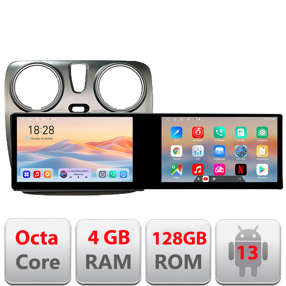 Navigatie Dacia Dokker Edotec 2 ecrane 8 core 4+128 21.6 inch Incell android Wifi 5Ghz gps internet CarStore Technology