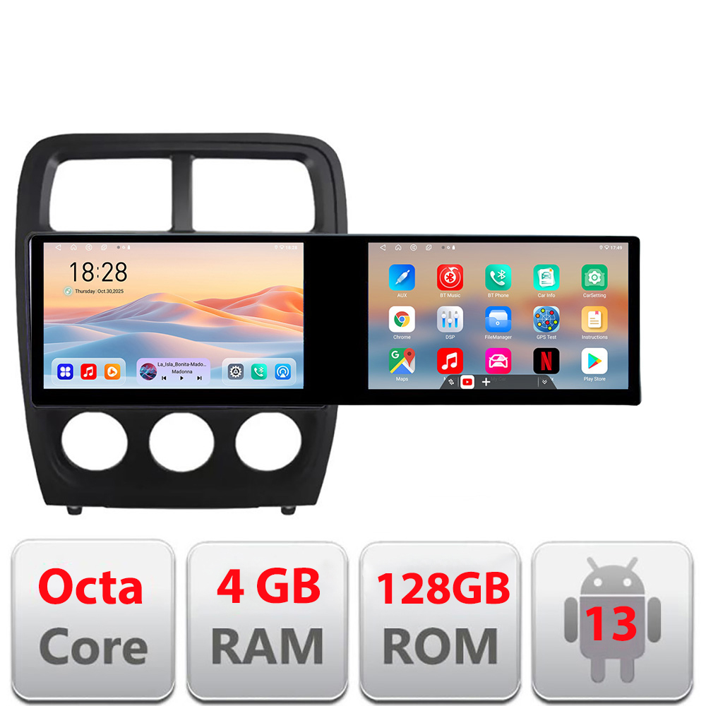 Navigatie Dodge Caliber 2010-2012 Kit-caliber Edotec 2 ecrane 8 core 4+128 21.6 inch Incell android Wifi 5Ghz gps internet S CarStore Technology