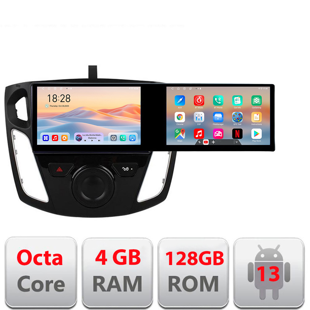 Navigatie Ford Focus 3 2011-2018 Lenovo 8 core 4+64 10.5 inch Incell 1K android Wifi 5Ghz gps internet CarStore Technology