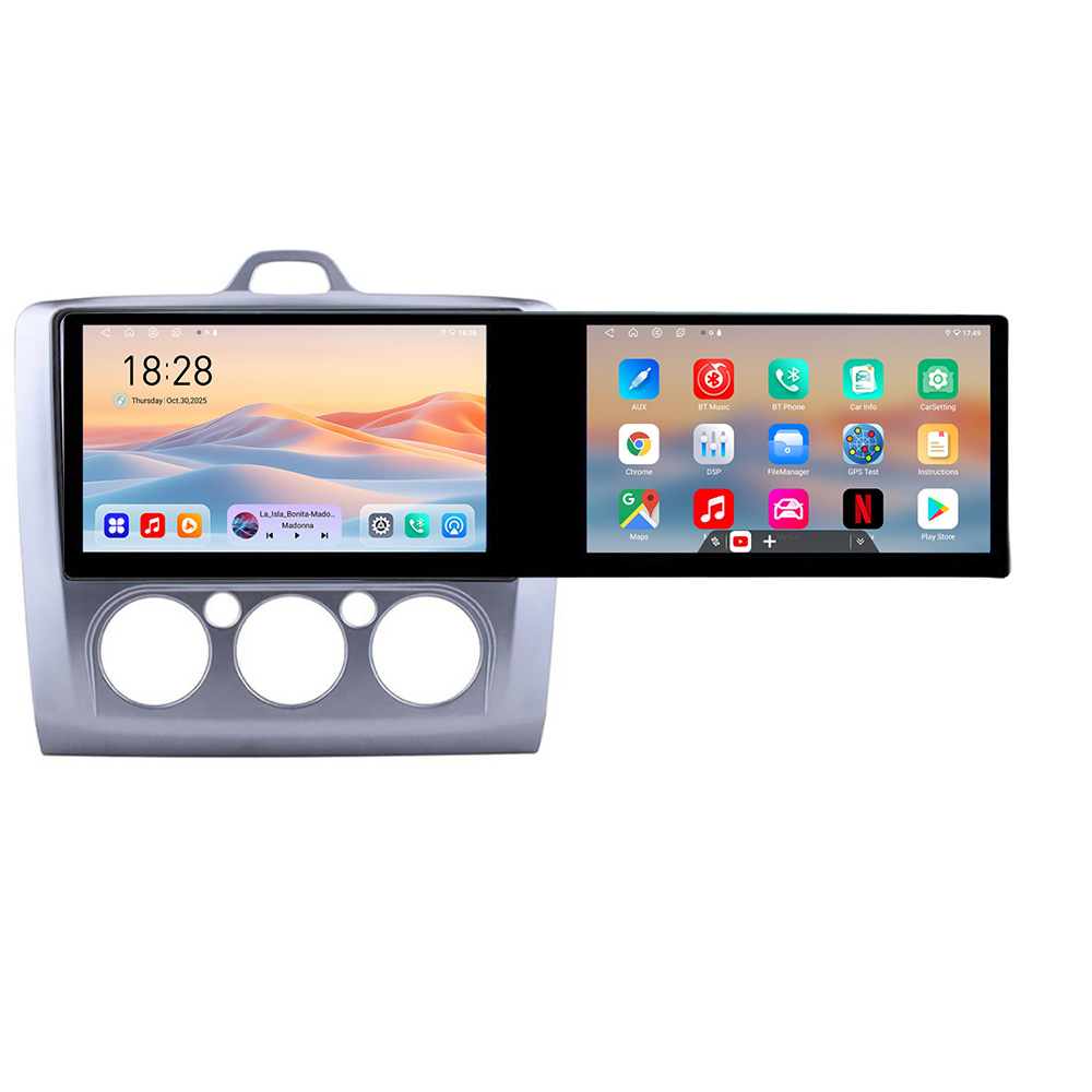 Navigatie Ford Focus clima manuala Kit-140-manual Edotec 2 ecrane 8 core 4+128 21.6 inch Incell android Wifi 5Ghz gps internet 32 CarStore Technology