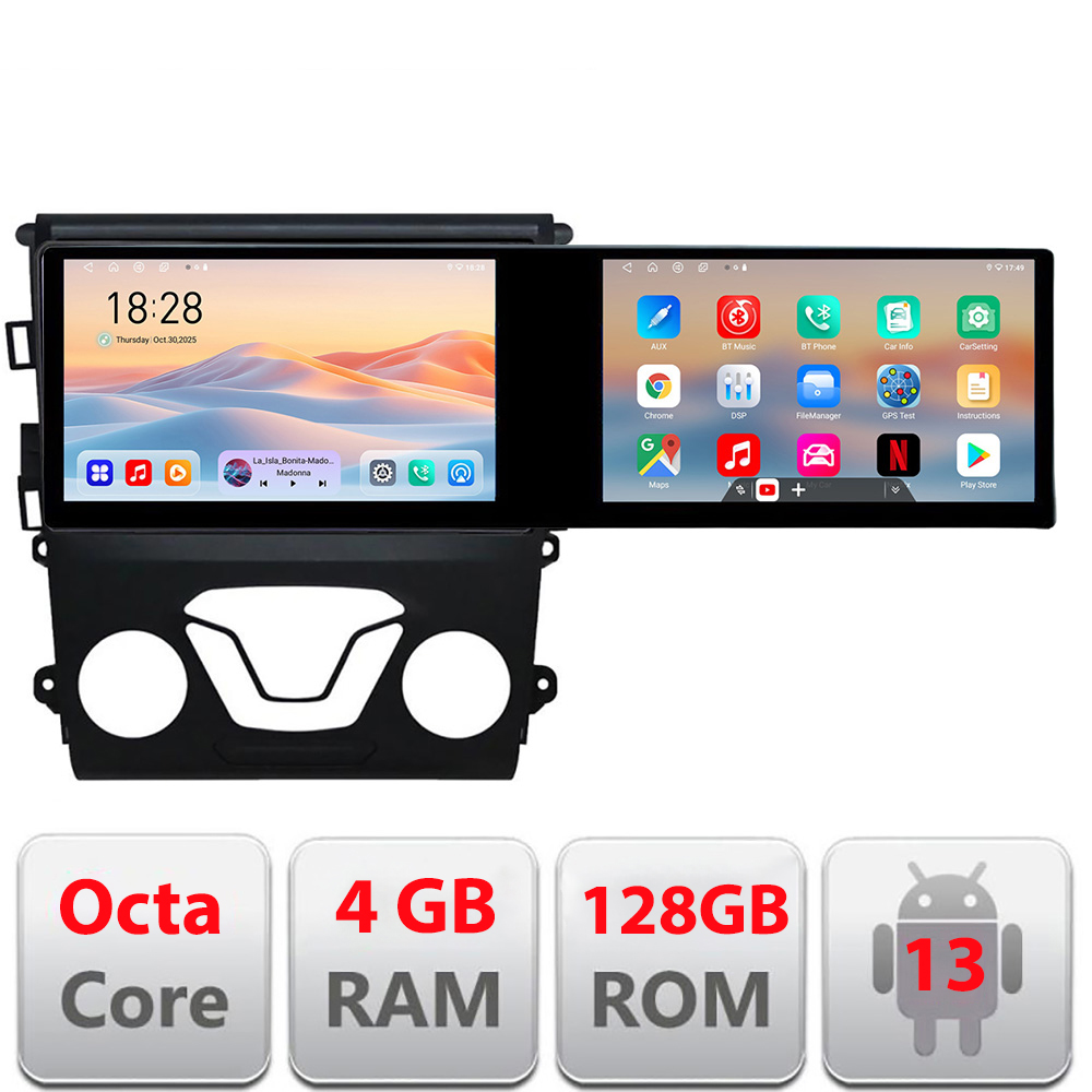 Navigatie Ford Mondeo 2013- Kit-377 Edotec 2 ecrane 8 core 4+128 21.6 inch Incell android Wifi 5Ghz gps internet CarStore Technology