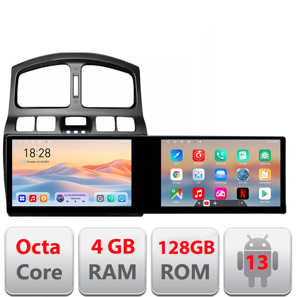 Navigatie Hyundai Santa Fe 2000-2006 Edotec 2 ecrane 8 core 4+128 21.6 inch Incell android Wifi 5Ghz gps internet C CarStore Technology