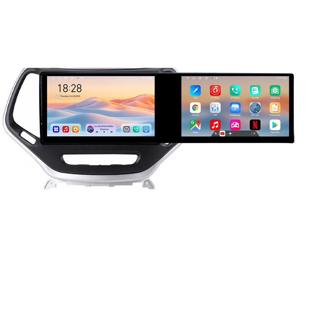 Navigatie Jeep Cherokee 2014-2019 Manual Kit-248 Edotec 2 ecrane 8 core 4+128 21.6 inch Incell android Wifi 5Ghz gps internet 32 CarStore Technology