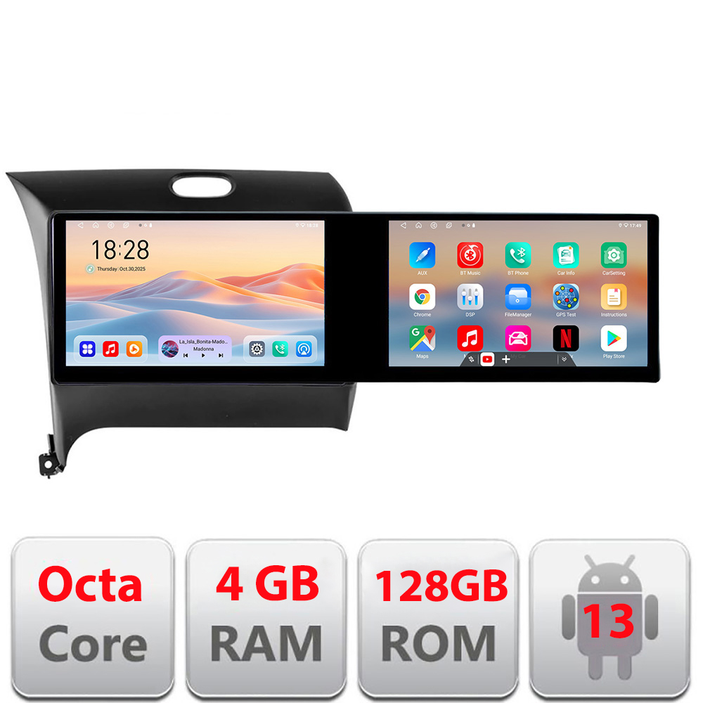 Navigatie Kia Cerato 2013-2017 Kit-1562 Edotec 2 ecrane 8 core 4+128 21.6 inch Incell android Wifi 5Ghz gps internet CarStore Technology