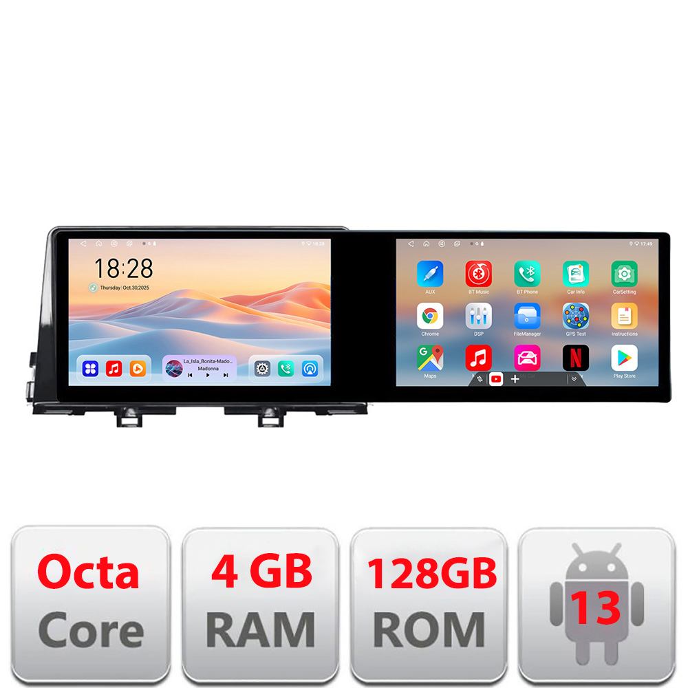 Navigatie Kia Picanto 2016- Kit-2217 Edotec 2 ecrane 8 core 4+128 21.6 inch Incell android Wifi 5Ghz gps internet Cor CarStore Technology