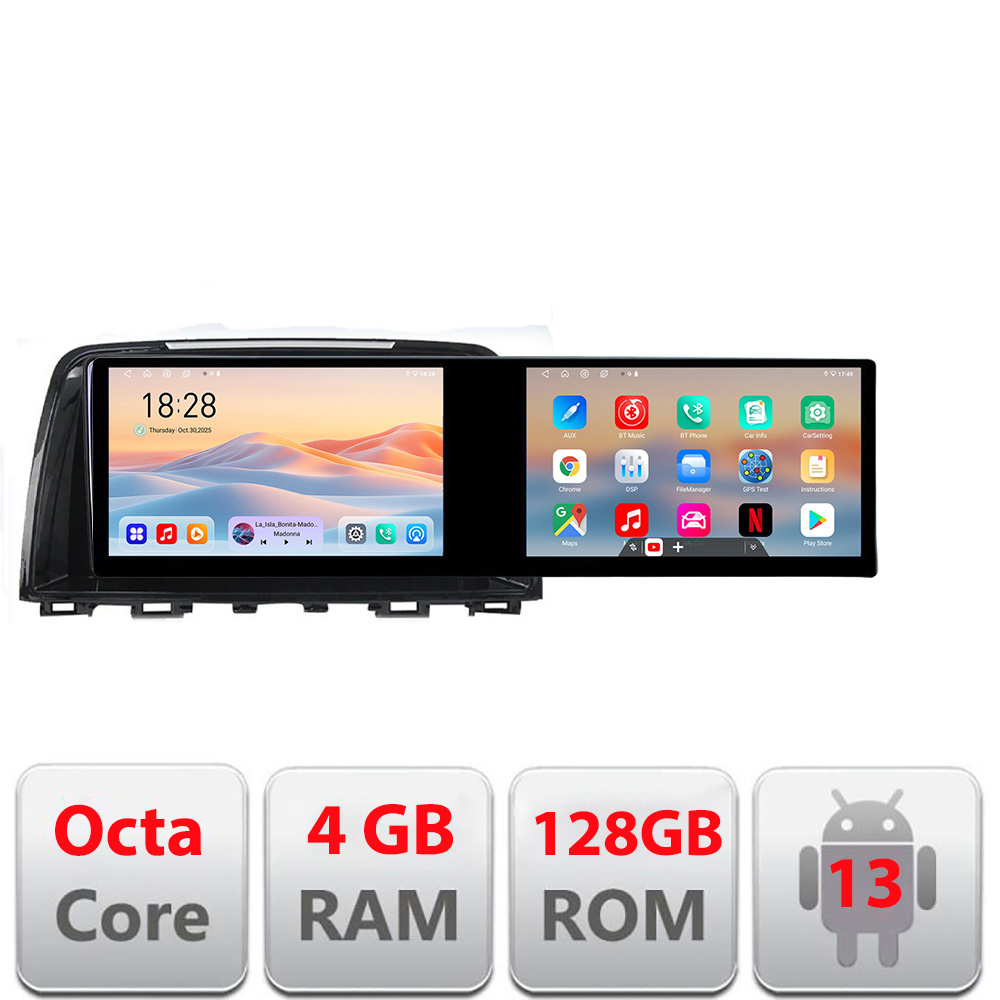 Navigatie Mazda 6 2013-2017 Lenovo 8 core 4+64 10.5 inch Incell 1K android Wifi 5Ghz gps internet CarStore Technology