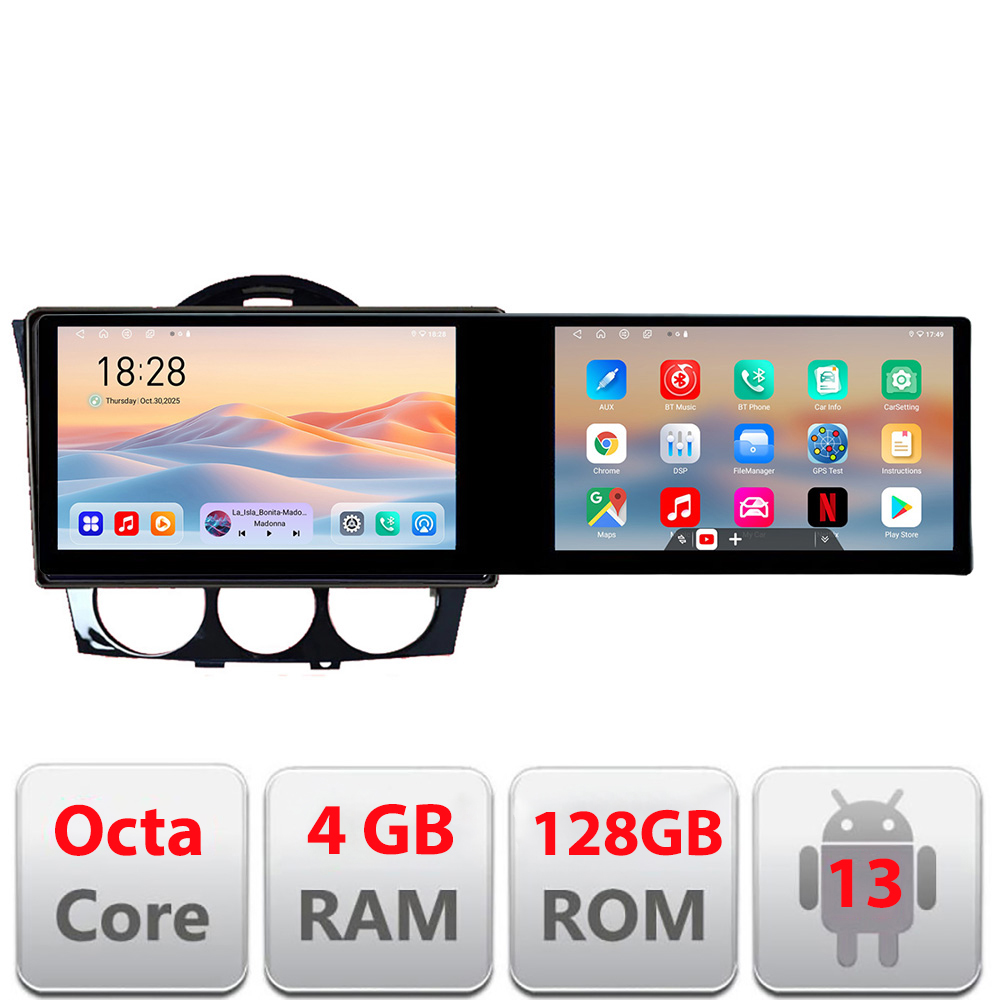 Navigatie Mazda RX8 2008-2011 Edotec 2 ecrane 8 core 4+128 21.6 inch Incell android Wifi 5Ghz gps internet CarStore Technology