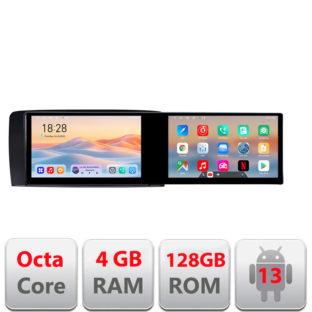 Navigatie Mercedes Clasa R Kit-215 Edotec 2 ecrane 8 core 4+128 21.6 inch Incell android Wifi 5Ghz gps internet CarStore Technology