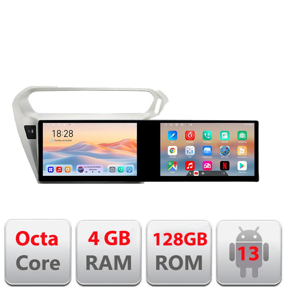 Navigatie Peugeot 301 Citroen Kit-Elisee Kit-301 Edotec 2 ecrane 8 core 4+128 21.6 inch Incell android Wifi 5Ghz gps internet S CarStore Technology