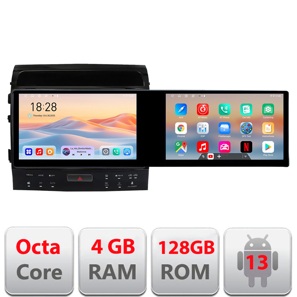 Navigatie Toyota Landcruiser 200 V8 2007-2015 cu navi si 360 Edotec 2 ecrane 8 core 4+128 21.6 inch Incell android Wifi 5Ghz gps internet KIT-381-360 CarStore Technology