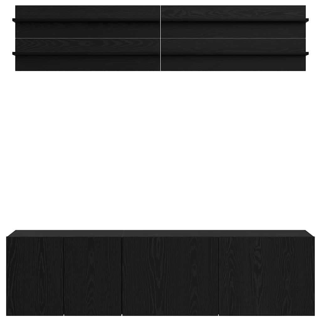 Unități TV Pe perete 6 pcs Stejar negru Lemn compozit GartenMobel Dekor