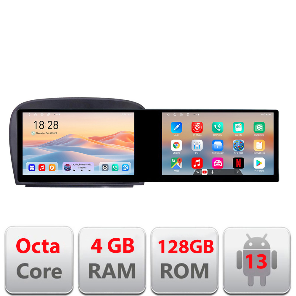 Navigatie Mercedes SL W230 2004-2011 Kit-W230 Edotec 2 ecrane 8 core 4+128 21.6 inch Incell android Wifi 5Ghz gps internet CarStore Technology