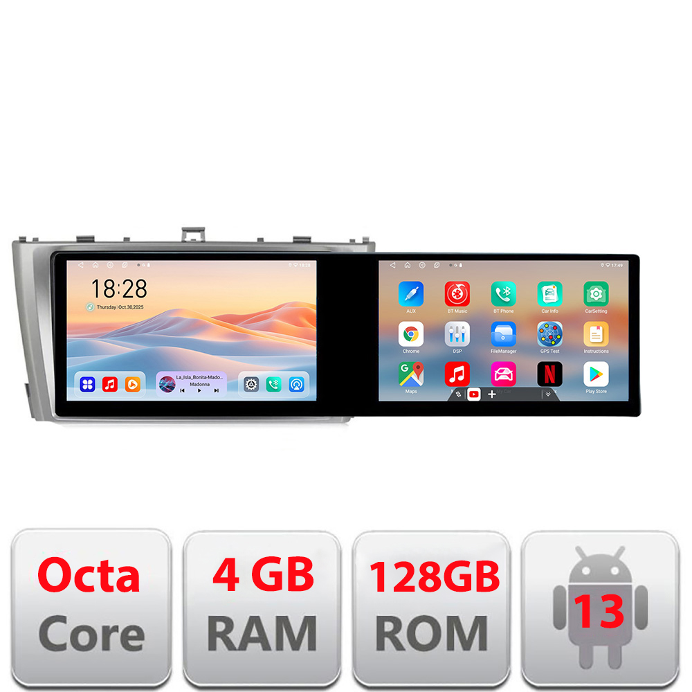 Navigatie Toyota Avensis 2009-2015 Kit-TY12 Edotec 2 ecrane 8 core 4+128 21.6 inch Incell android Wifi 5Ghz gps internet Q CarStore Technology