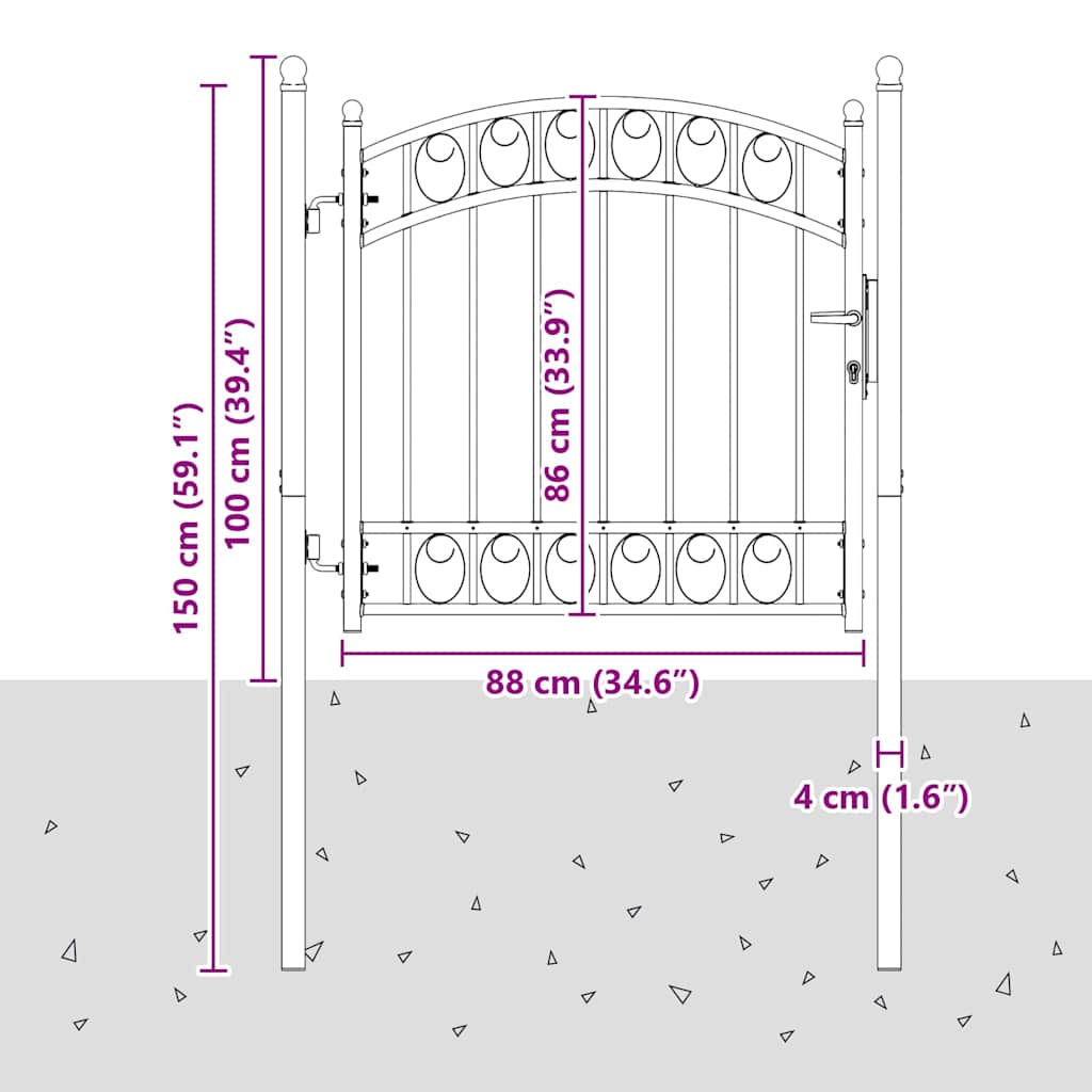 Poartă de gard Gri 100 x 100 cm Oțel vopsit în pulbere GartenMobel Dekor