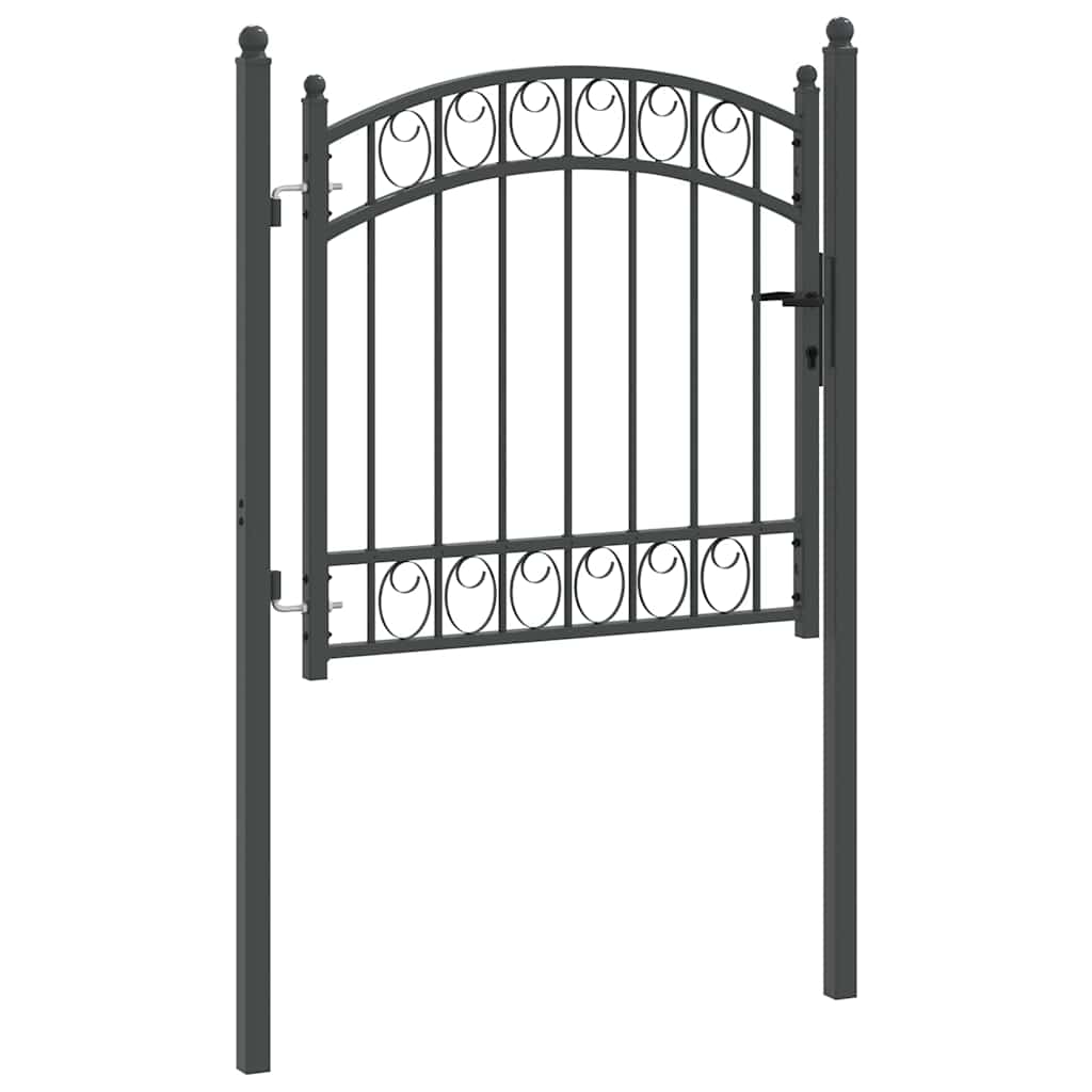 Poartă de gard Gri 100 x 100 cm Oțel vopsit în pulbere GartenMobel Dekor