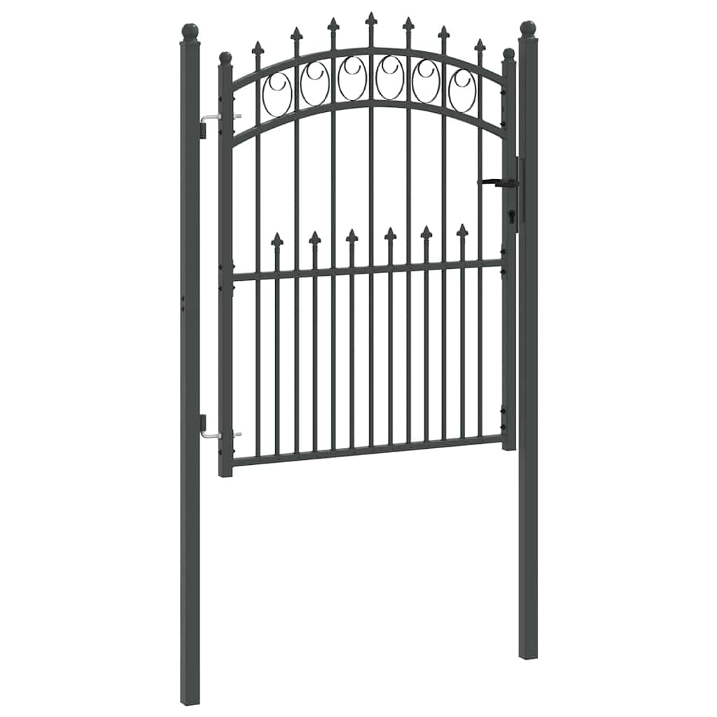 Poartă de gard cu țepi Gri 150 x 100 cm Oțel vopsit în pulbere GartenMobel Dekor