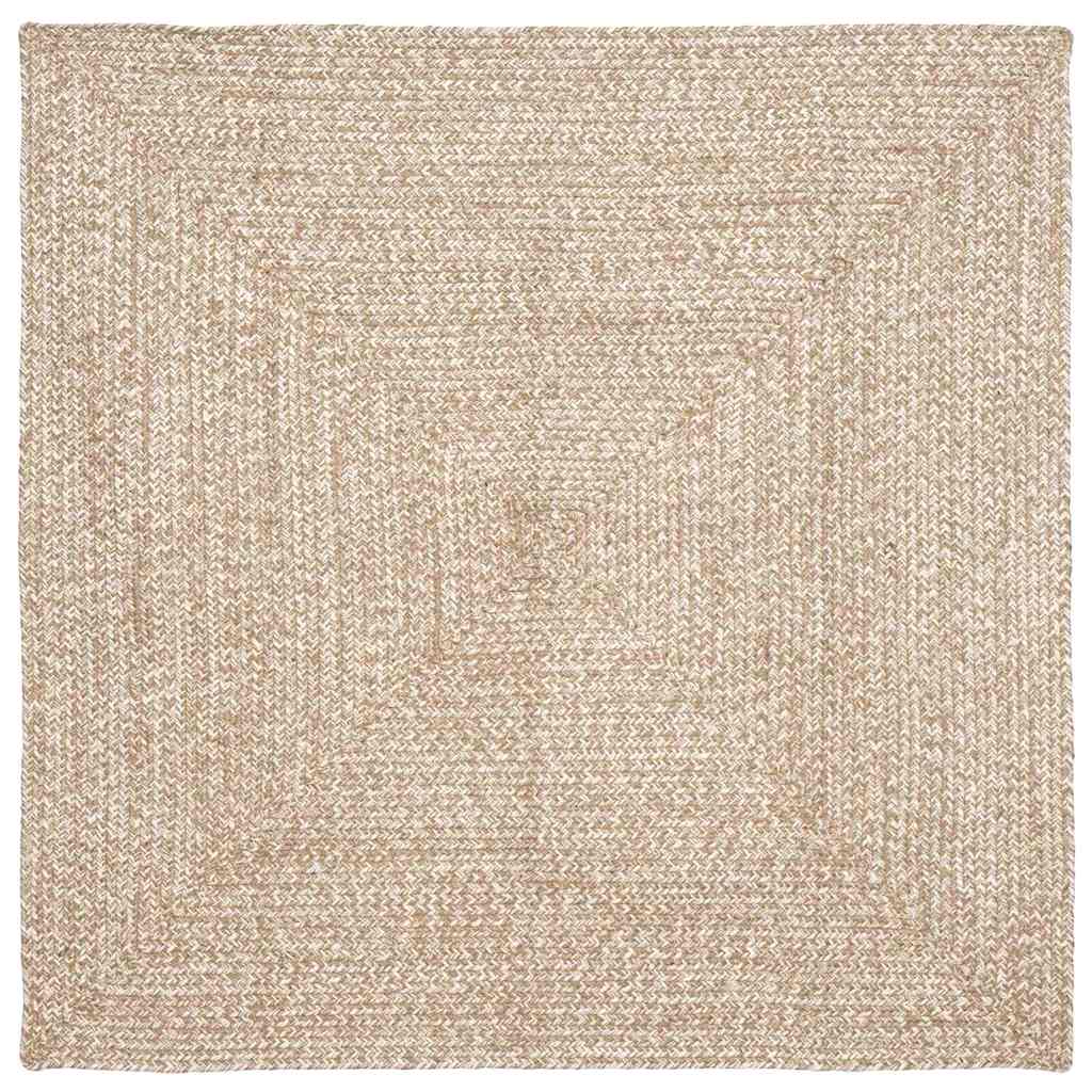 Covor Basketweave Natural și alb 120 x 120 cm Iută GartenMobel Dekor