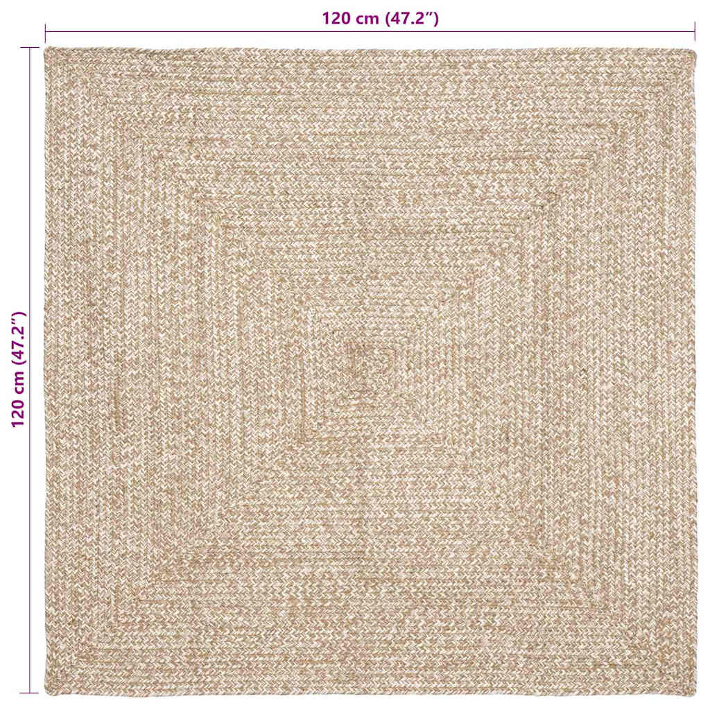 Covor Basketweave Natural și alb 120 x 120 cm Iută GartenMobel Dekor