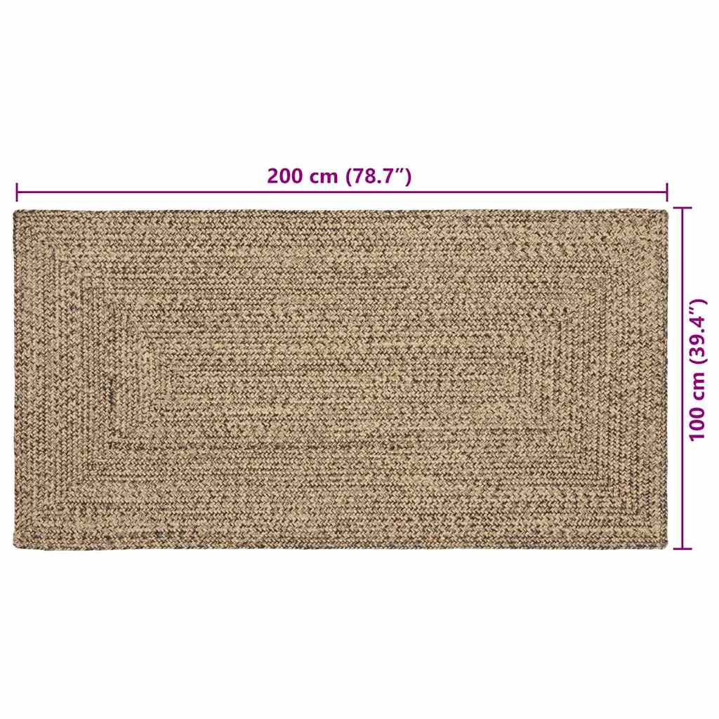 Covor Basketweave Natural și negru 100 x 200 cm Iută GartenMobel Dekor