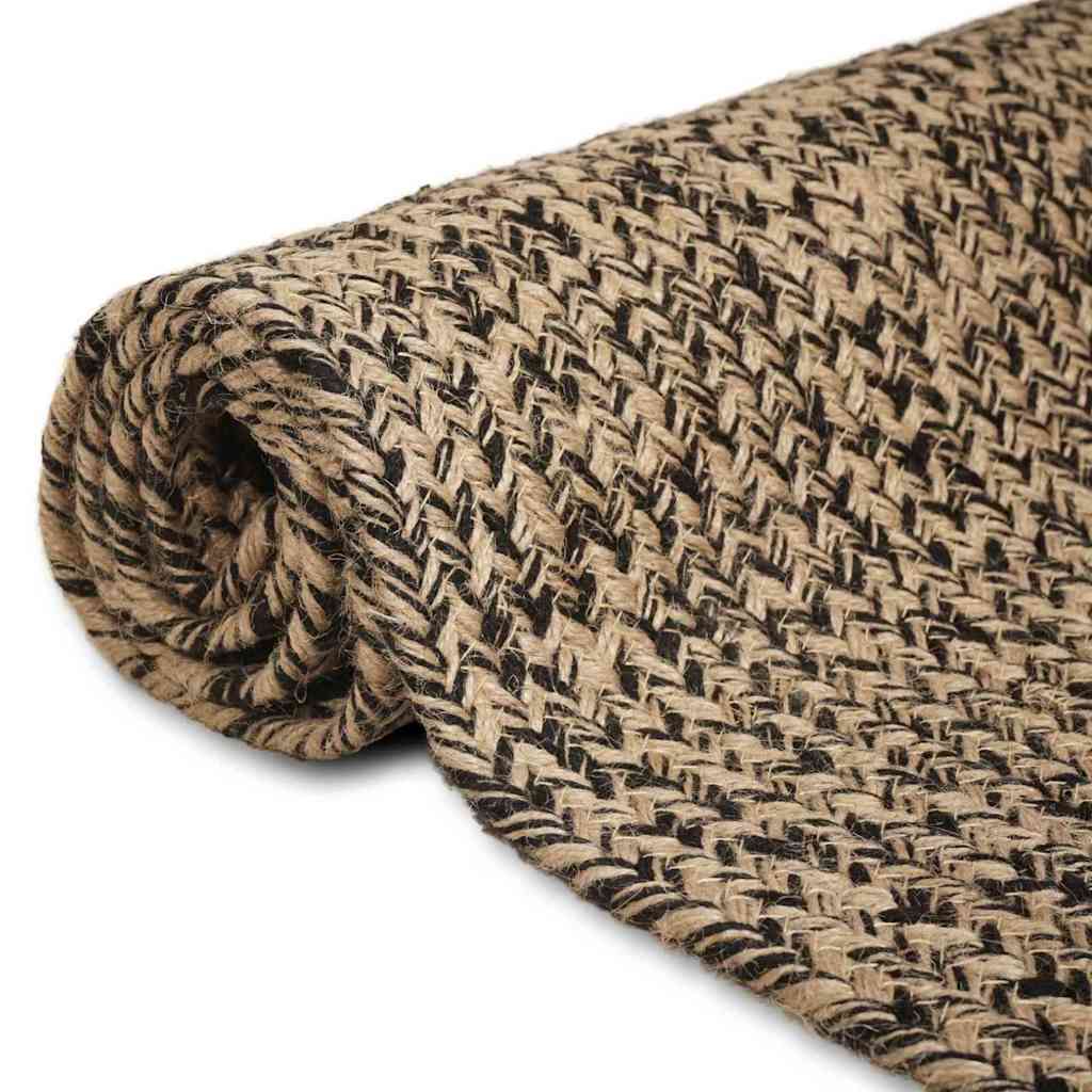 Covor Basketweave Natural și negru 100 x 200 cm Iută GartenMobel Dekor