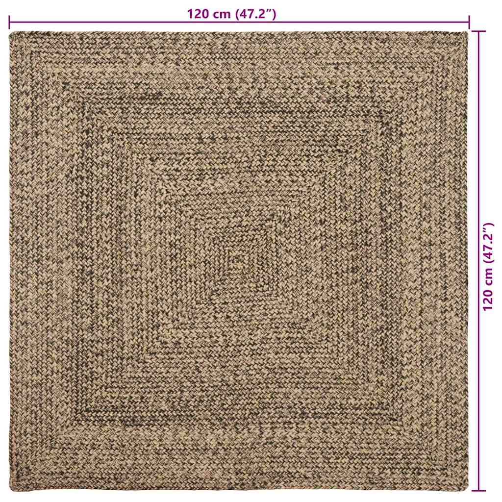 Covor Basketweave Natural și negru 120 x 120 cm Iută GartenMobel Dekor