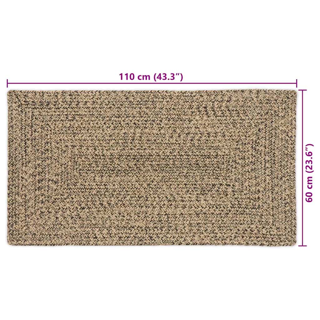 Covor Basketweave Natural și negru 60 x 110 cm Iută GartenMobel Dekor